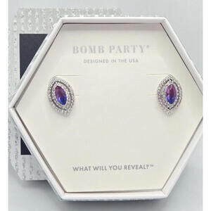 .925 Solid Sterling Silver Earrings ~ Lab Created Blue Purple Bi Co ~ Bomb Party